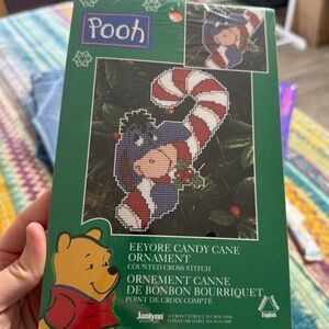 Vintage Disney NWT  Eeyore Candy Cane Ornament Cross Stitch Kit